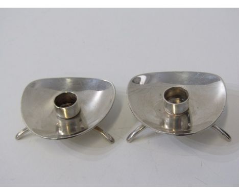DANISH CANDLEHOLDERS, pair of Carl M Cohr Danish silver plated retro candle holders 