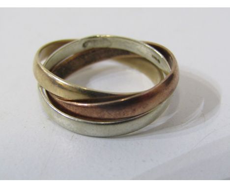 RUSSIAN STYLE WEDDING BAND, 3 colour rose, yellow and white, 3.6 grams, size M 