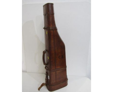 VINTAGE GUN CASE, vintage leather "leg of mutton" style double gun case, initialled "CB", 81cm length 