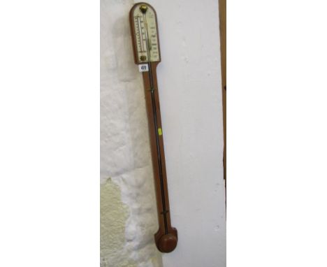 19th CENTURY STICK BAROMETER, by I Blatt of Brighton, in beech case, 86cm 
