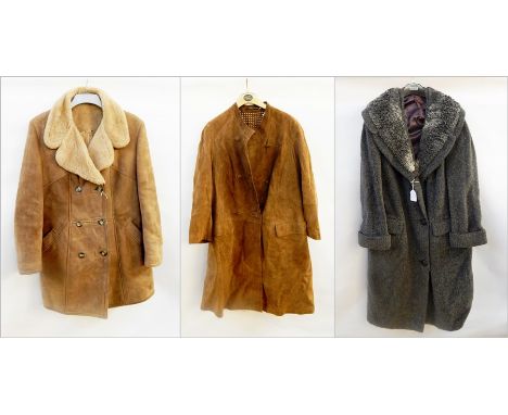 Camel-coloured sheepskin jacket, an Elegance Sportive style, Paris suede coat and an Asta of London grey llama wool coat (3) 