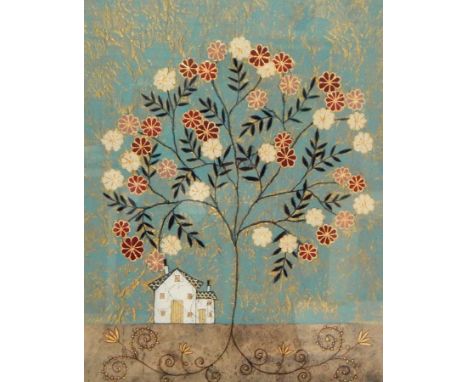 Helen Rhodes 
Limited edition giclee print 
"Graceful", house and flowering tree, signed in pencil and numbered 3/100, 45cm x