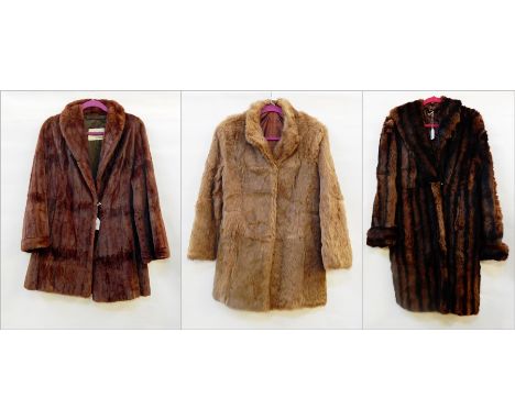 L Marks dark fur short coat and two fur coats (3) 