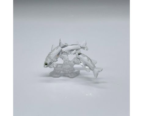 Part of the South Sea group. Features three clear crystal sea fish swimming around frosted coral. Swarovski swan marked. This