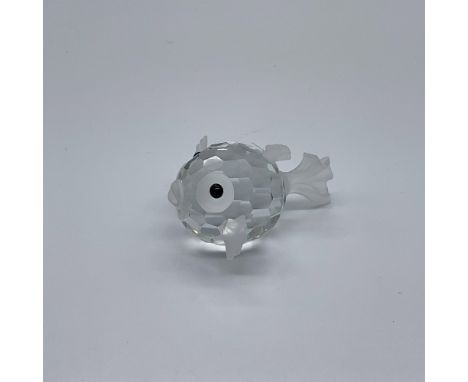 Part of the South Sea collection. A pufferfish with a clear faceted crystal body and frosted crystal tail, mouth and fins. Bl