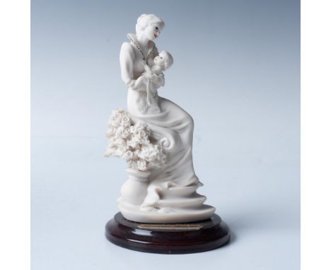 Stunning figurine capturing a joyful moment, featuring a beautifully dressed mother with a child. This item includes a certif