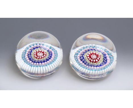 Two 'Old English' concentric millefiori paperweights, Birmingham or Stourbridge, 19th / early 20th c, 90mm diam  The collecti