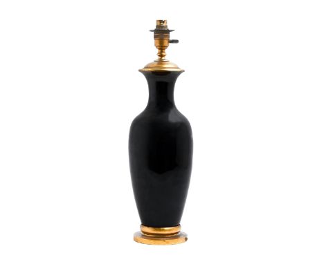 A brass mounted Chinese mirror black glazed porcelain vase, 19th c, adapted as a lamp, 41cm h excluding fitment  The collecti