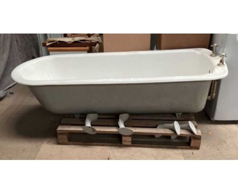 Cast iron and enamel bath (184cm long), together with a wash hand basin