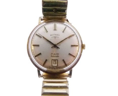 Rotary - Gentleman's 9ct gold cased wristwatch, 21 Jewels Automatic, the silvered dial having gilt baton hour markers and cen
