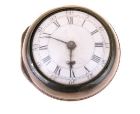 George III silver pair-cased pocket watch, Robert Dolphin, London No 3059, white enamel dial with Roman hours and Arabic minu