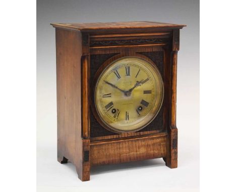 German oak-cased mantel or bracket clock - Wintehalder &amp; Hoffmeier, retailed by Hall &amp; Co, 56 King Street, Manchester