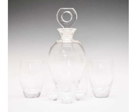 Lalique decanter (28cm high), together with two tumblers and three shot glasses