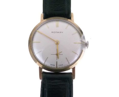 Rotary - Gentleman's 9ct gold automatic wristwatch, the silvered dial having gilt baton hour markers with seconds subsidiary 