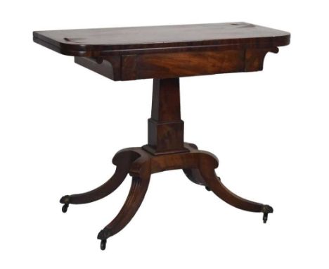 George IV mahogany fold-over card table, 92cm x 46cm x 73cm high