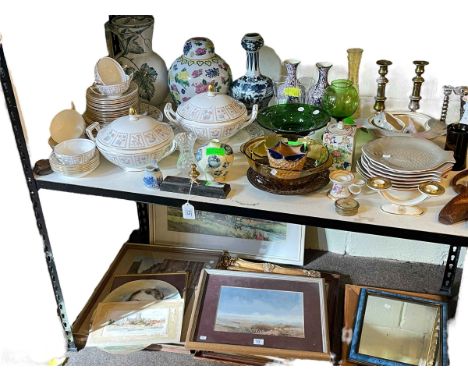 Shorter & Sons fish service, Minton Tapestry dinnerware, ginger jar, vases, glassware, metalware, pictures, etc.