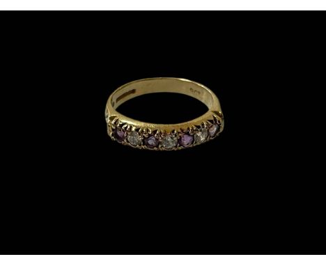 9 carat gold gem set ring, size P.