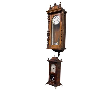 Victorian walnut cased Vienna style wall clock and Quartz mantel clock (2).
