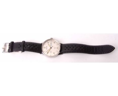 Modern stainless steel centre seconds calendar wrist watch, Junkers, G38, D2500, 6944/02402/GR, the movement (unseen) to a si