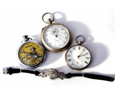 Mixed Lot: silver cased open face lever watch, E J Dent - London, 17955, frosted gilt and jewelled lever movement to a Roman 