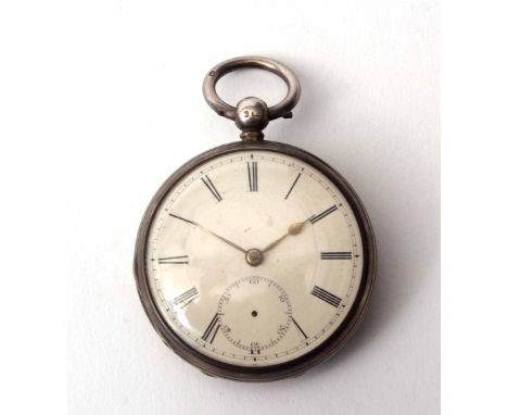 Mid-19th century silver cased open face lever watch, J Daniels - London, No 1847, frosted and gilt movement with engraved coc