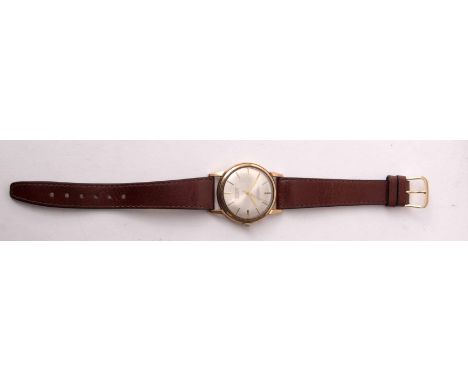9ct gold centre seconds automatic wrist watch, the 21-jewel movement to a signed and silvered dial with applied baton markers