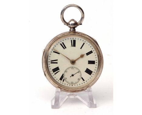 Last quarter of 19th century silver cased open face lever watch, 23486, the frosted and gilt movement with jewelled end stone