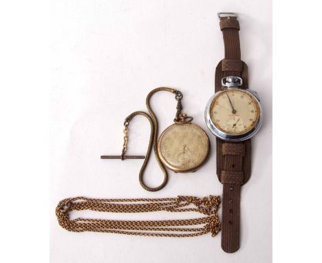 Mixed Lot: wrist mounted Yachtsman base metal cased open face keyless stop-watch with fitted fabric strap, together with a Sw