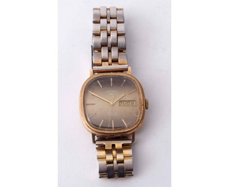Third quarter of the 20th century 9ct gold automatic centre seconds calendar wrist watch, Rotary, the 21-jewel movement to a 