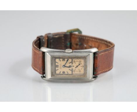 Rare gents 1930's vintage Rolex Prince wrist watch, rectangular face, consisting of a square dial and a lower circular second