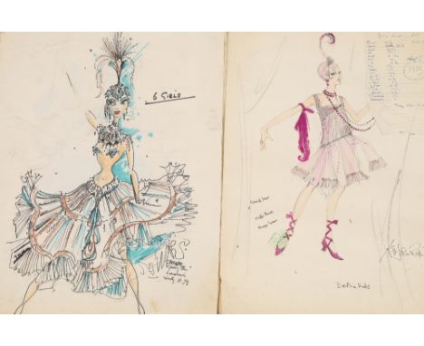 Robert St John Roper (British 1913-1977) ARR A bundle of 6 assorted unframed pencil, ink and gouache costume designs. 2 are s