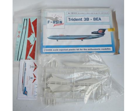 Collection of plastic and resin 1/144 scale model airliners to include an F-RSIN plastic Trident 3B BEA livery, Revell A380 h