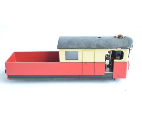32mm G gauge outdoor metal narrow railcar model steam locomotive with added remote control functions, no makers marks, likely