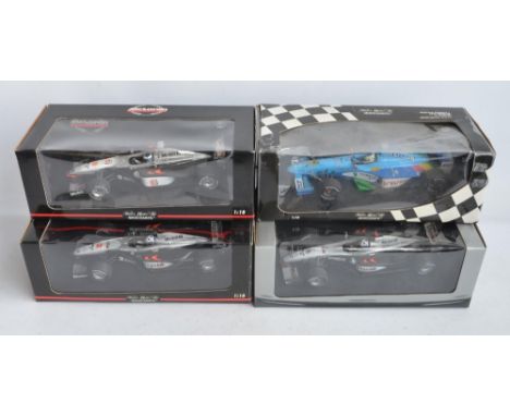 Four 1/18 scale diecast Formula 1 racing car models from Paul's Model Art/Minichamps to include limited edition (of 3333 piec