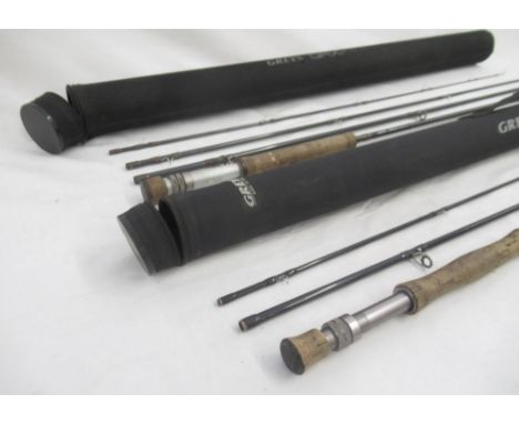 A pair of Greys three-section fly fishing rods. To include a GRXi 10' 7/8 in very good condition, complete with original clot