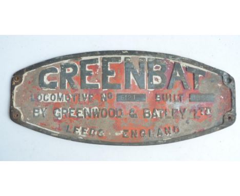 Greenbat brass locomotive engine plate for an underground mine train No6121 Built 1965 By Greenwood &amp; Batley Ltd Leeds En