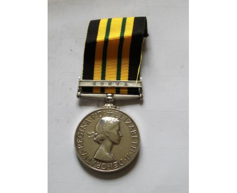 African General Service Medal with Kenya clasp. To 23068657 Pte E. Scott. Kings Own Yorkshire Light Infantry. 