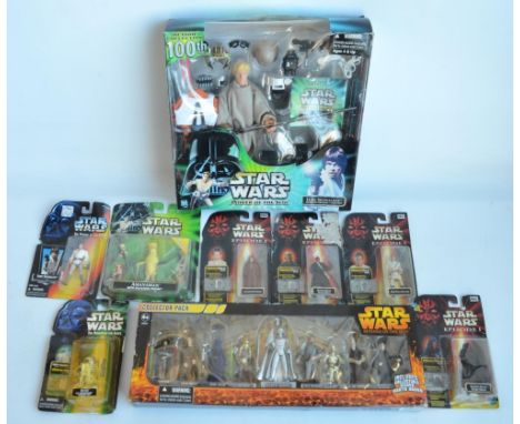 Collection of boxed Star Wars action figures from Hasbro to include 9 figure Revenge Of The Sith Collector Pack (with silver 