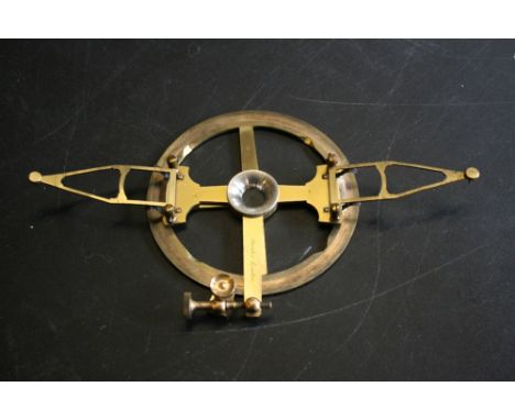 STANLEY BRASS PROTRACTOR - a boxed six inch diameter brass folding arm 360 degree protractor signed Stanley, London.