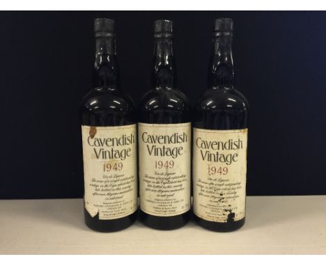 1949 CAVENDISH VINTAGE - 3 bottles of this early and rare vintage vin de liqueur (similar to vintage port) made in South Afri
