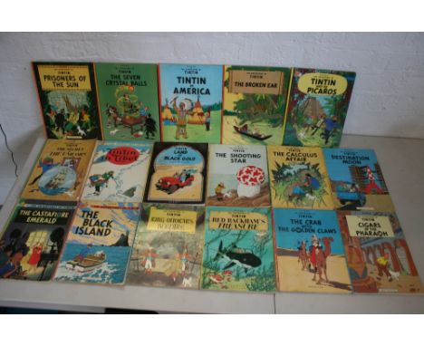 TINTIN - 17 separate titles of The Adventures of Tintin by Herge (12 paperbacks, 5 hardbacks) published in English by Methuen