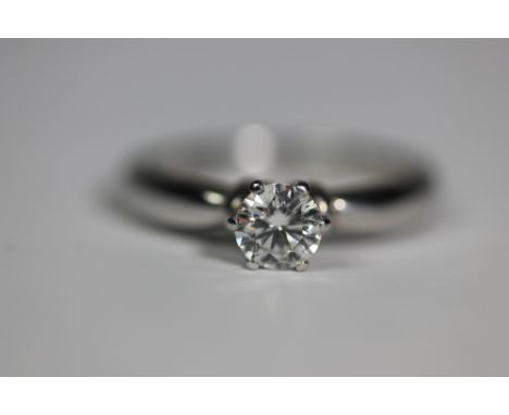 DIAMOND SOLITAIRE RING - another beautiful example of a brilliant cut diamond solitaire (0.5ct) on an 18ct white gold ring. V