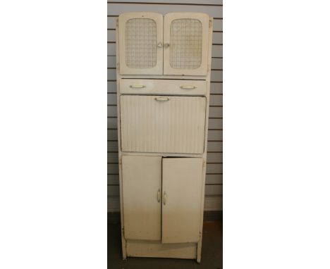 VINTAGE KITCHEN CABINET - a vintage (c1950s) kitchen cabinet/storage/larder in white. Measures 172x59x38cm.