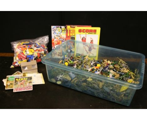 BRITAINS & FIGURINES - a large collection of vintage plastic soldiers, Britains Knights and other figurines. Lot further incl