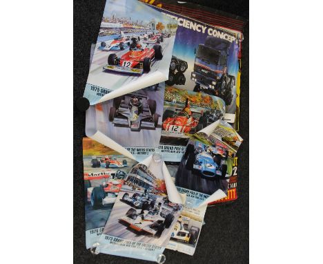 AUTOMOBILE POSTERS - a collection of 10 automobile posters to include 3 original posters (1991 Campeonato Internacional F-300