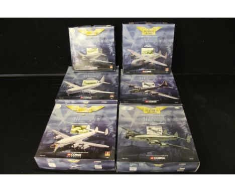 CORGI AEROPLANES/AIRPLANES - MILITARY - a selection of 6 packaged The Aviation Archive Military Corgi 1:144 scale models to i