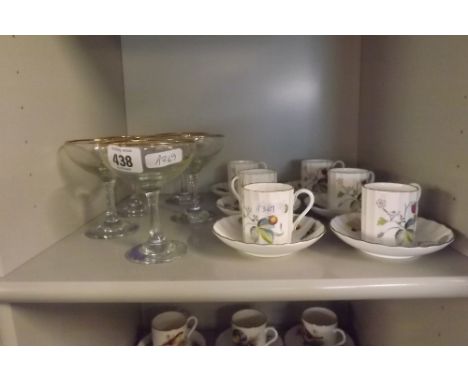 SET OF 6 DECORATIVE ROYAL WORCESTER COFFEE CUPS &amp; SAUCERS, SET OF 6 DECORATIVE BIRD CUPS &amp; SAUCERS &amp; 5 BABYCHAM G