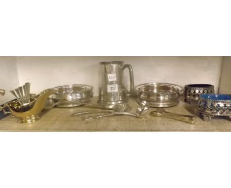 SHELF OF VARIOUS PLATED WARE