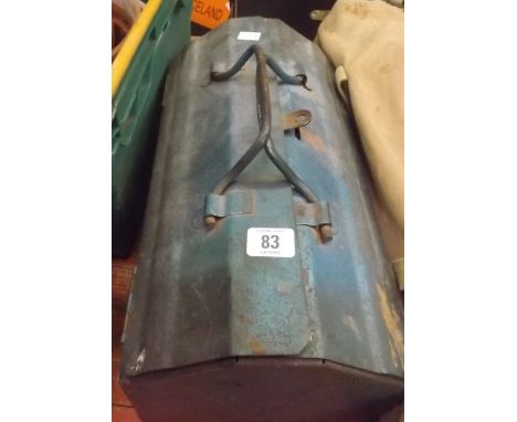 BLUE METAL TOOL BOX WITH CONTENTS, BAG CONTAINING BRANCH LOPPERS, FOLDING SAWS &amp; A BAG WITH CHAIN SAW TROUSERS, BOOTS &am