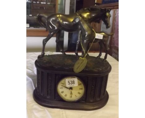 MANTLE CLOCK FROM THE JULIANA COLLECTION OF A BRONZED MARE &amp; FOAL